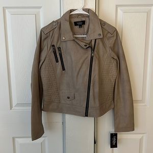 Coffee Shop taupe leather jacket - NWT